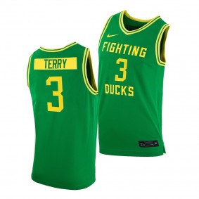 Oregon Ducks Jalen Terry College Basketball Replica #3 Jersey - Green
