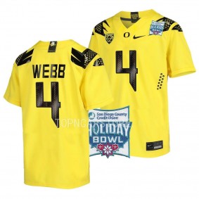 Spencer Webb Oregon Ducks Yellow 2022 Holiday Bowl Alternate Football Jersey
