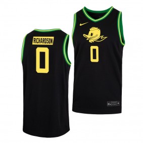 Oregon Ducks Will Richardson #0 Black Duck Face uniform 2022 College Basketball Jersey